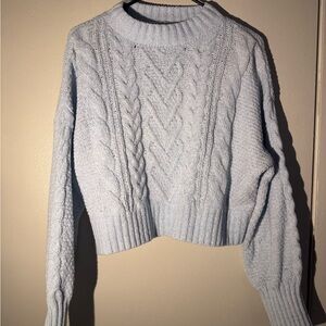 Hippie Rose Cable Knit Sweater - Light Blue